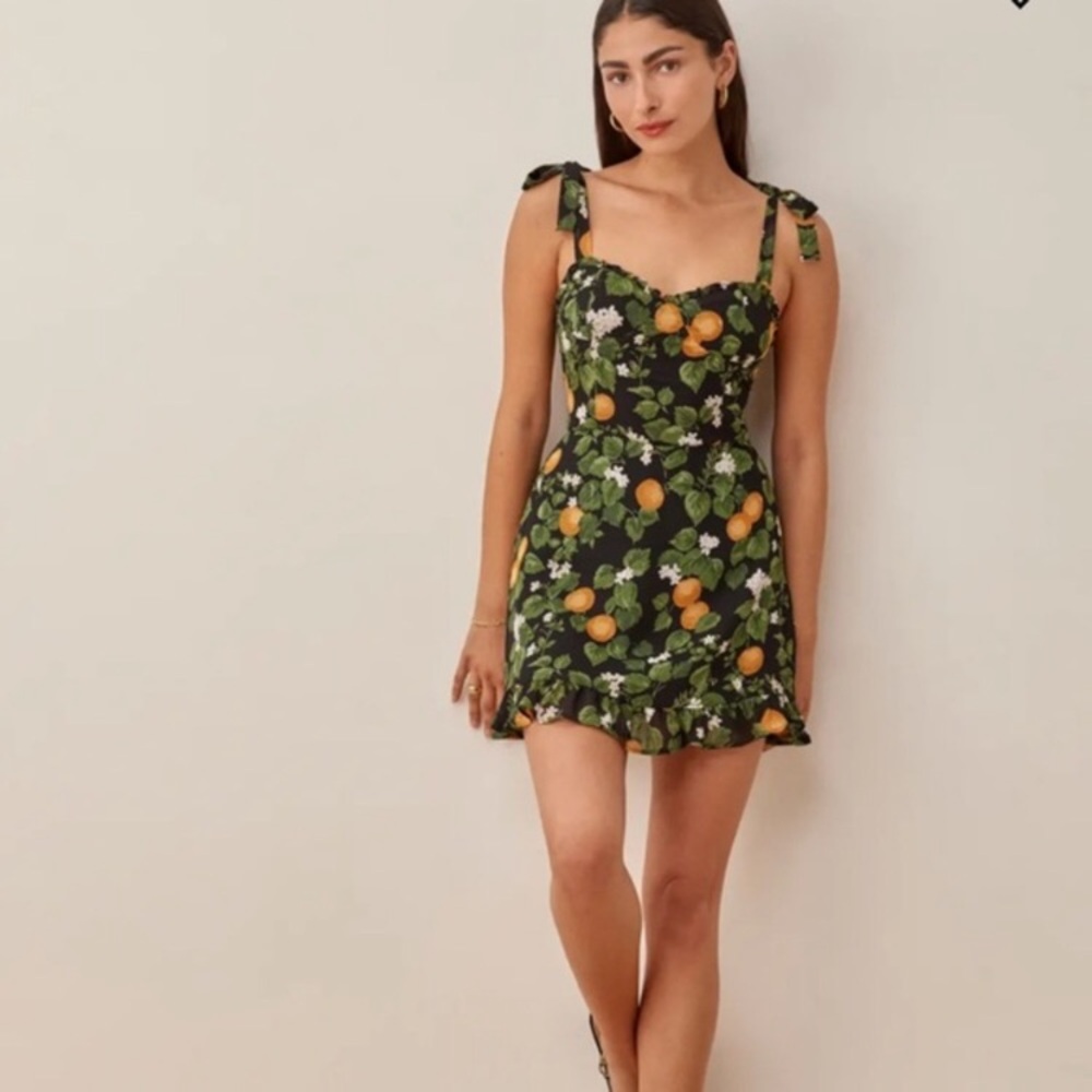 Reformation Christine dress orange print